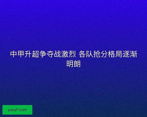 中甲升超争夺战激烈 各队抢分格局逐渐明朗 中甲升超争夺战激烈 各队抢分格局逐渐明朗