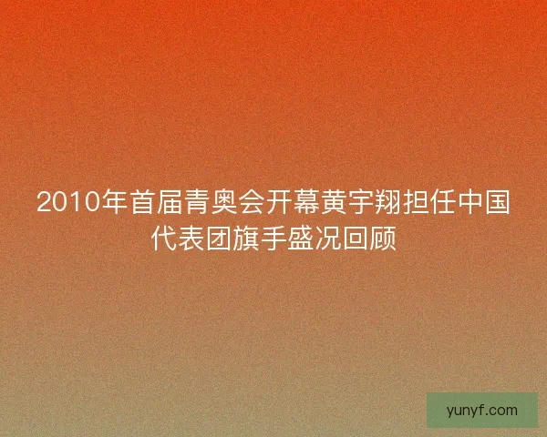 2010年首届青奥会开幕黄宇翔担任中国代表团旗手盛况回顾