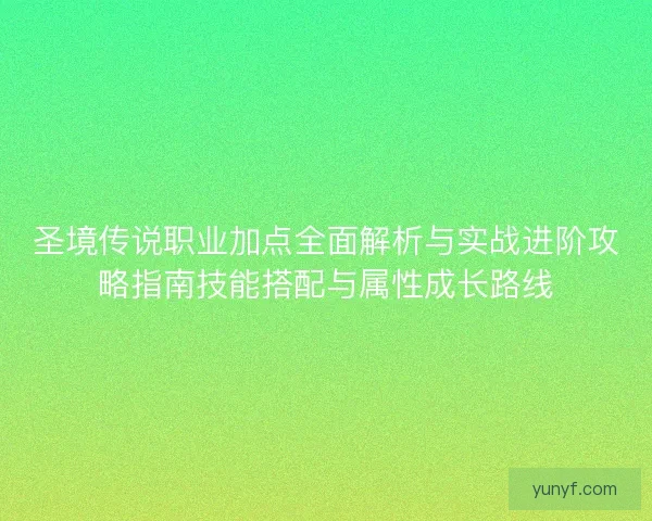 圣境传说职业加点全面解析与实战进阶攻略指南技能搭配与属性成长路线