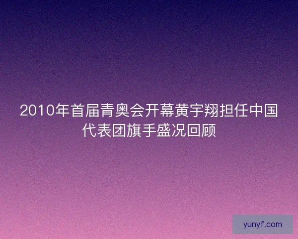 2010年首届青奥会开幕黄宇翔担任中国代表团旗手盛况回顾